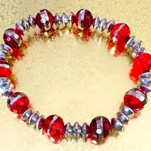 Red stretch beaded bracelet